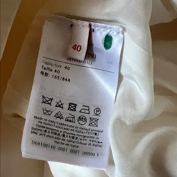 Valentino Garavani Cream Short Sleeve Mini Dress with Gold V Accents - Picture 7 of 8